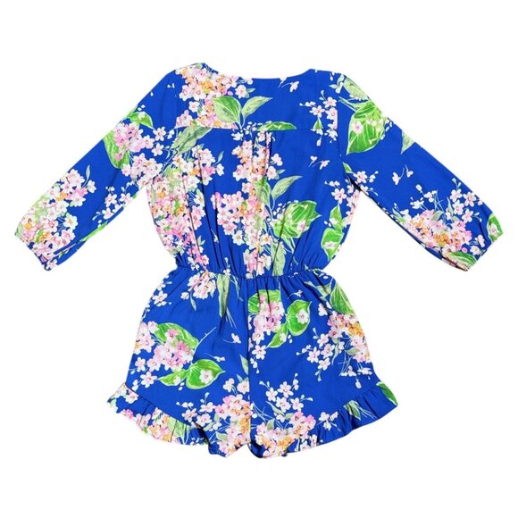 NEW Sage Floral Romper Shorts Sz M Wrap V-Neck Front Short Sleeve Elastic Waist - Picture 3 of 9